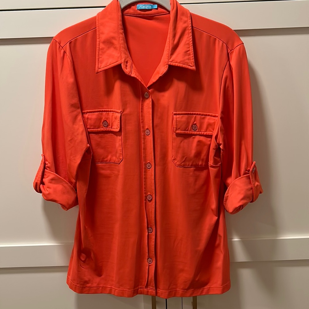 J McLaughlin women’s orange large button down blouse